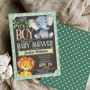 Jungle Animaux Baby shower Invitation Garçon