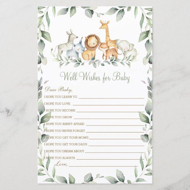 Jungle Animaux bien souhaits pour le jeu de Baby s (Devant)