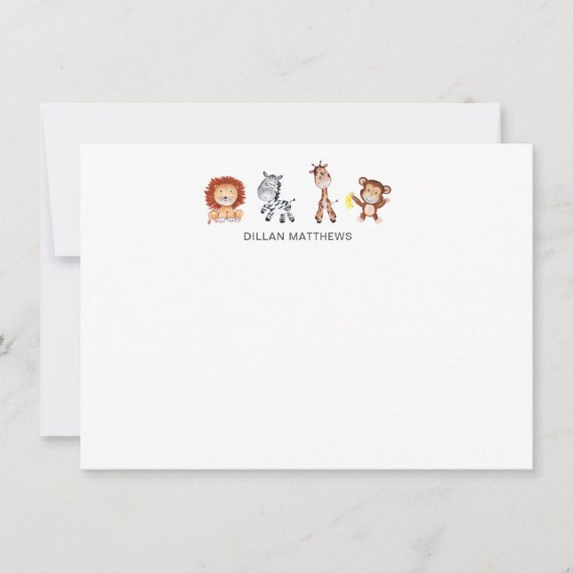 Jungle Animaux Cartes de notes pour enfants (Devant)