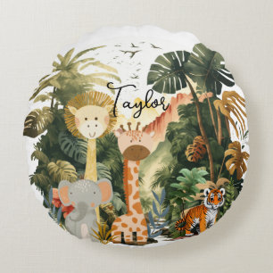 Jungle Animaux Exotic Safari Dream Round Coussin