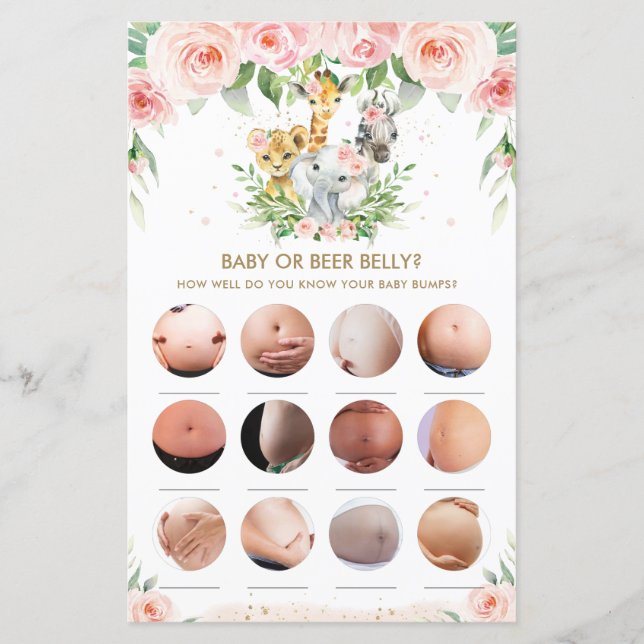 Jungle Animaux Floral Baby or Beer Belly Jeu (Devant)