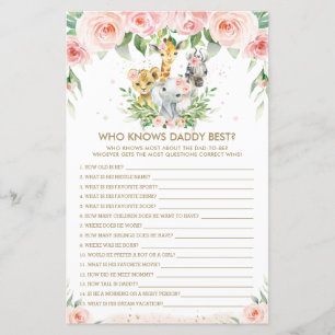 Jungle Animaux Floral Qui Connaît Papa Meilleur Je