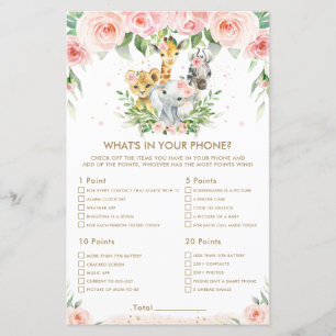 Jungle Animaux Floral What's In Your Phone Game