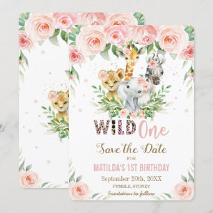 Jungle Animaux Rose Floral Enregistrer la carte Da