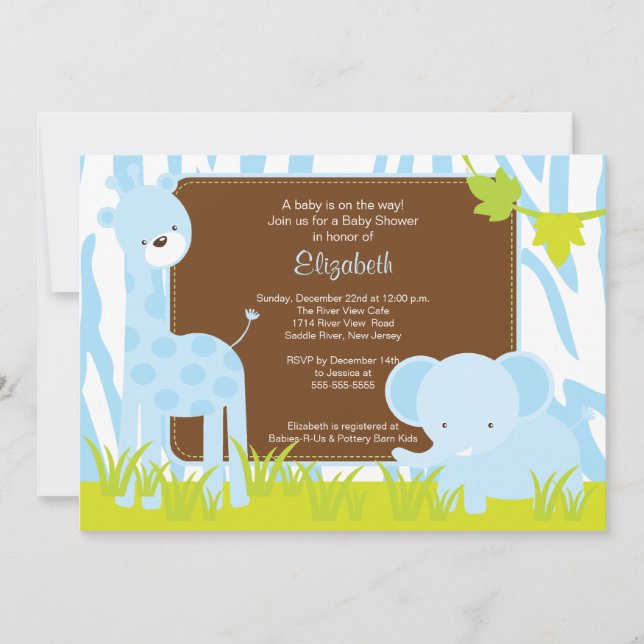 Jungle Animaux Safari Boy Baby shower Invitation (Devant)