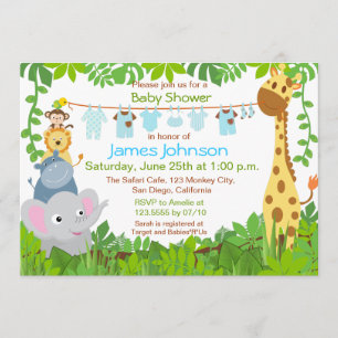 Jungle Animaux Safari Boy Baby shower Invitation