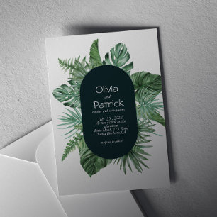 Jungle aquarelle tropicale verte feuille invitatio