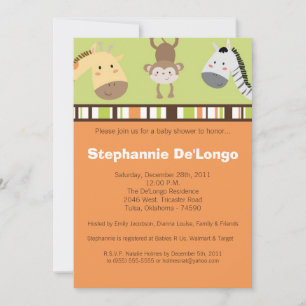 Jungle Aventure Zoo Animal Baby shower Invitation