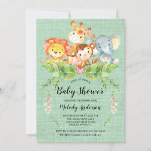 Jungle Baby Animaux Neutres Baby shower Invitation