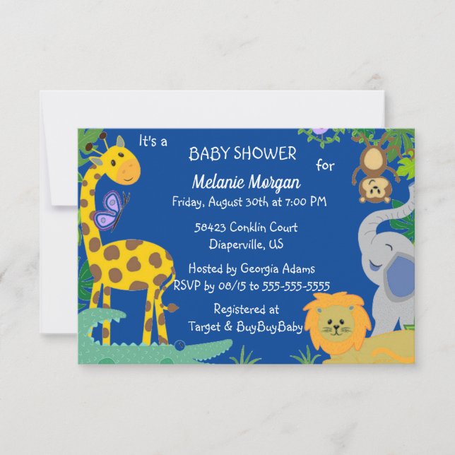 Jungle Baby Baby Boy Shower Invitation (Devant)