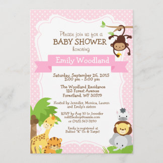 Jungle Baby shower invitation rose