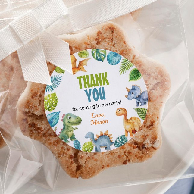 Jungle Dinosaur Boy Étiquette Baby shower d'annive (Créateur téléchargé)