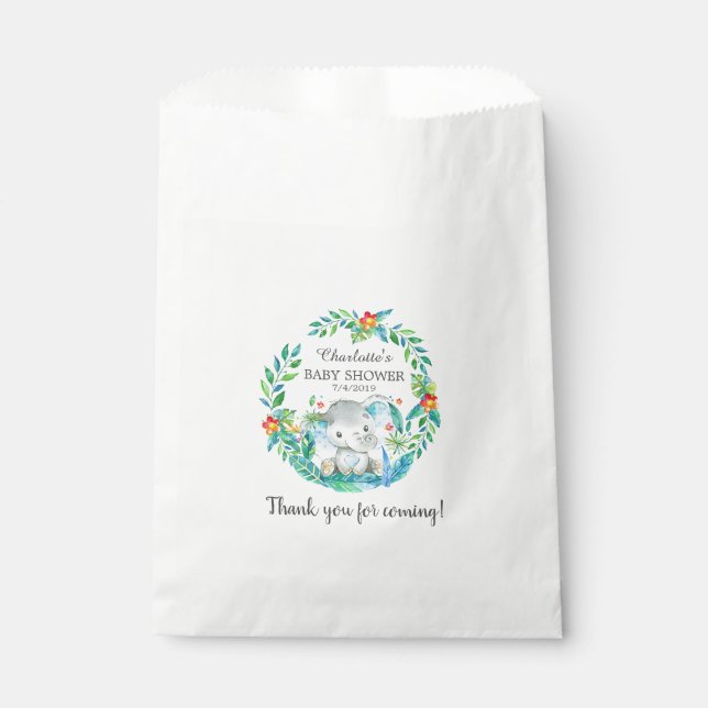 Jungle Elephant Baby shower Favoriser les sacs (Devant)