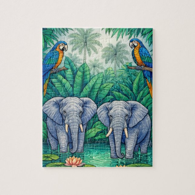 Jungle Friends Water Party Puzzle (Vertical)