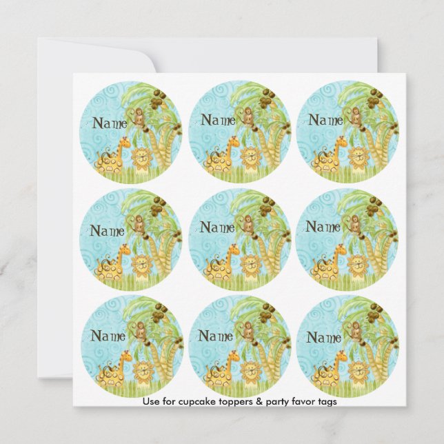 Jungle Giraffe Baby Cupcake Topper Kit douche (Devant)