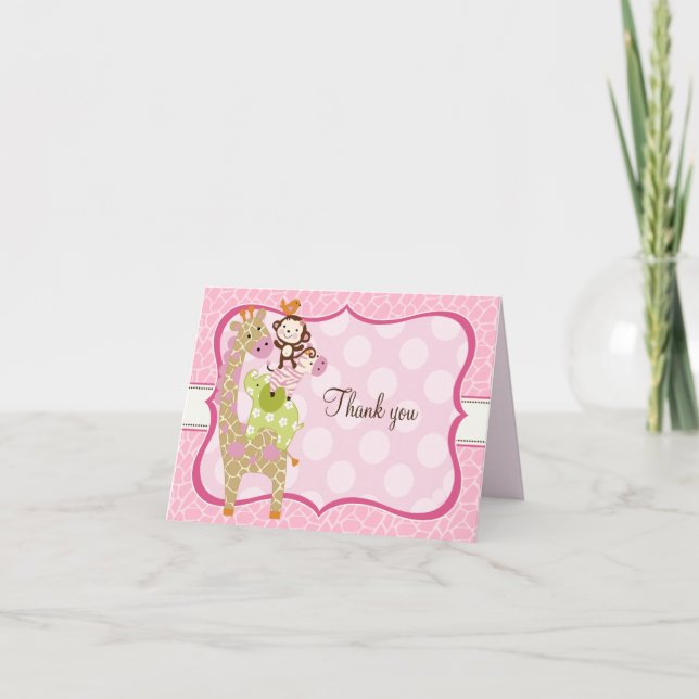 Jungle Girl Animaux Merci Cartes de notes (Devant)