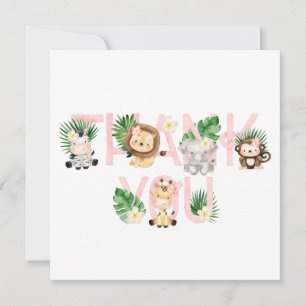 Jungle Girl Baby shower Merci Cartes
