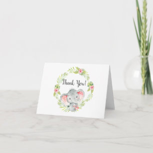 Jungle Girl Elephant Baby shower Merci Note