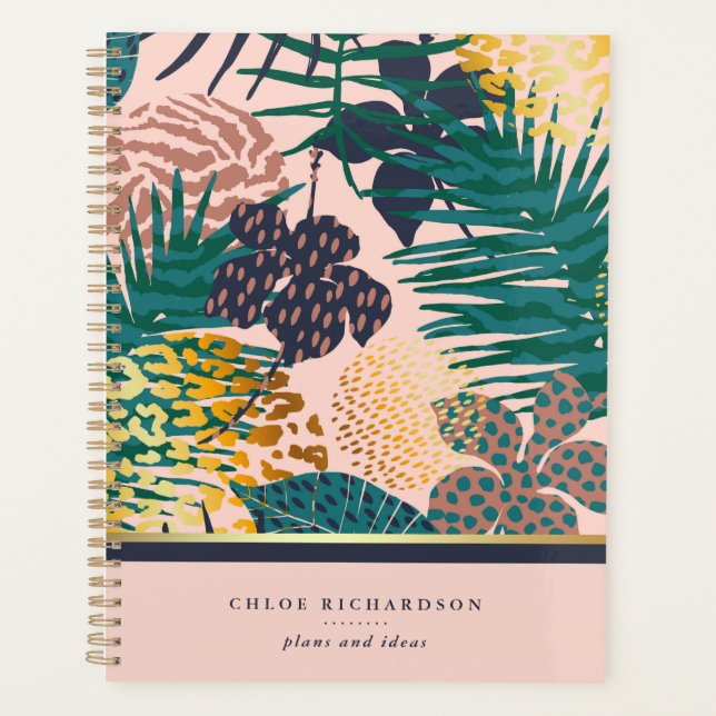 Jungle glamour | Blush et Gold Tropical Motif (Devant)