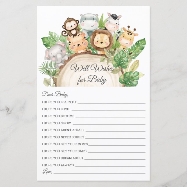Jungle Greenery Wives for Baby shower Card (Devant)