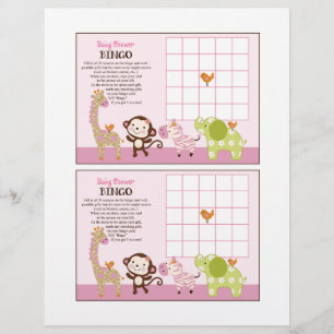 Jungle Jill Girl Animaux "Baby shower Bingo" feuil
