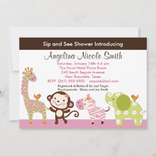 Jungle Jill / Girls Animals Sip & See Invitation