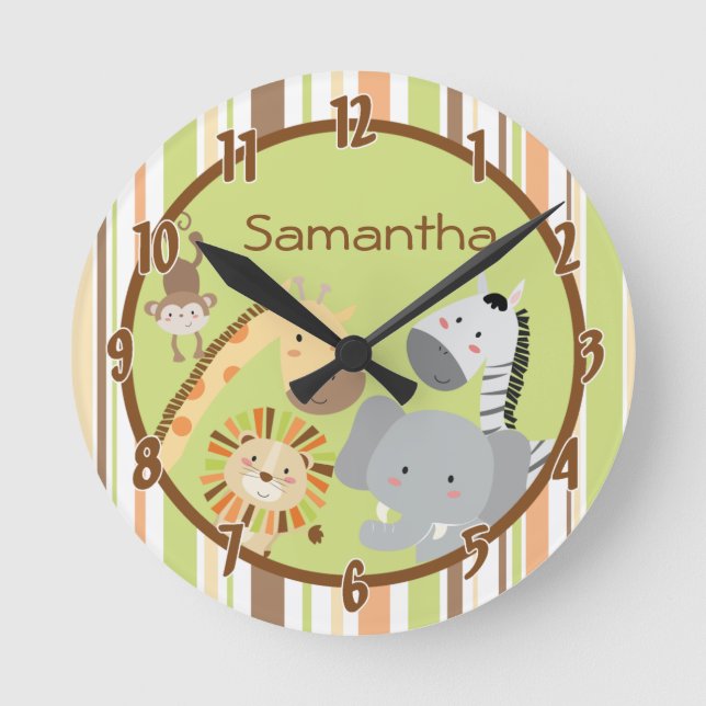 Jungle Jouer Safari Zoo Animal Horloge Personnalis (Recto)