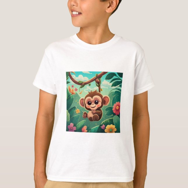 "Jungle Joy : Collectio T-Shirt de singe de bébé j (Devant)