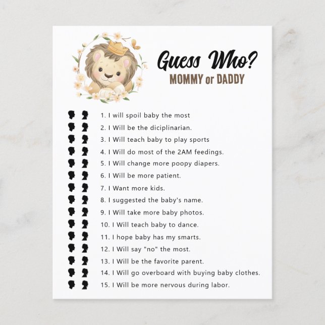 Jungle Lion King Guette Who Maman ou papa jeu (Devant)