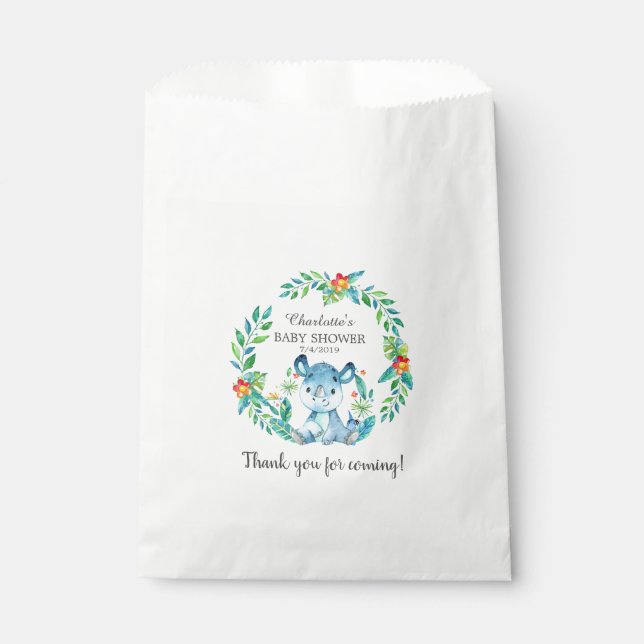 Jungle Rhino Baby shower Favoriser les sacs (Devant)