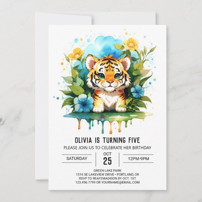 Jungle Roar Tiger Boy Invitation Anniversaire (Devant)