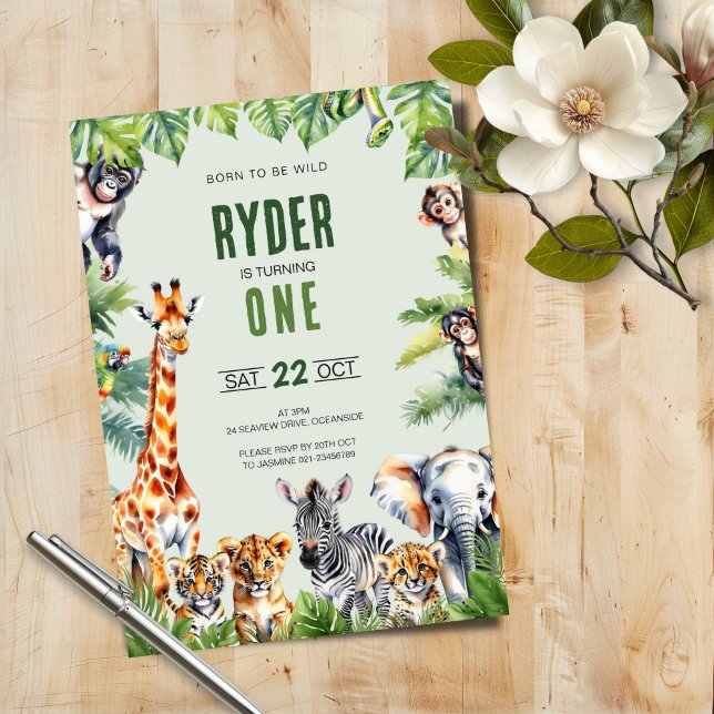 Jungle Safari 1er anniversaire Invitation (Créateur téléchargé)
