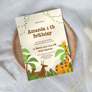 Jungle Safari 1er anniversaire Invitation