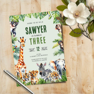 Jungle Safari 3ème anniversaire Invitation