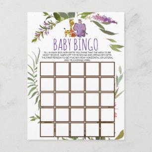 Jungle Safari Animal Baby shower Carte Bingo