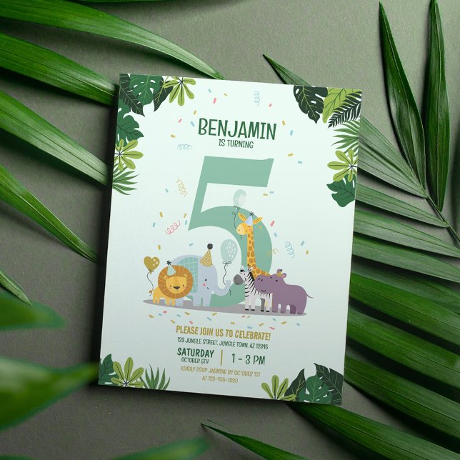 Jungle Safari Animaux Budget Anniversaire Invitati (Créateur téléchargé)