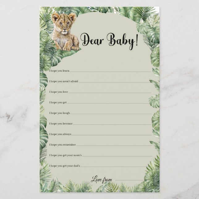 Jungle Safari Animaux Chers Bébés Voeux jeu (Devant)