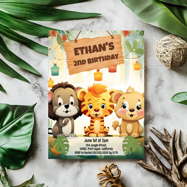 Jungle Safari Anniversaire de fête Invitation pour (Créateur téléchargé)