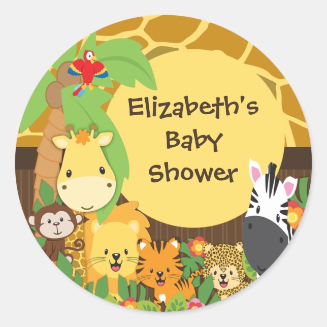 Jungle Safari Baby Animaux Stickers Baby shower (Devant)