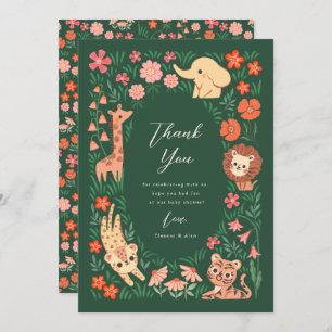 Jungle Safari Baby shower animal Carte de remercie