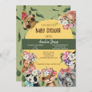 Jungle Safari Baby shower animal Invitation Postca