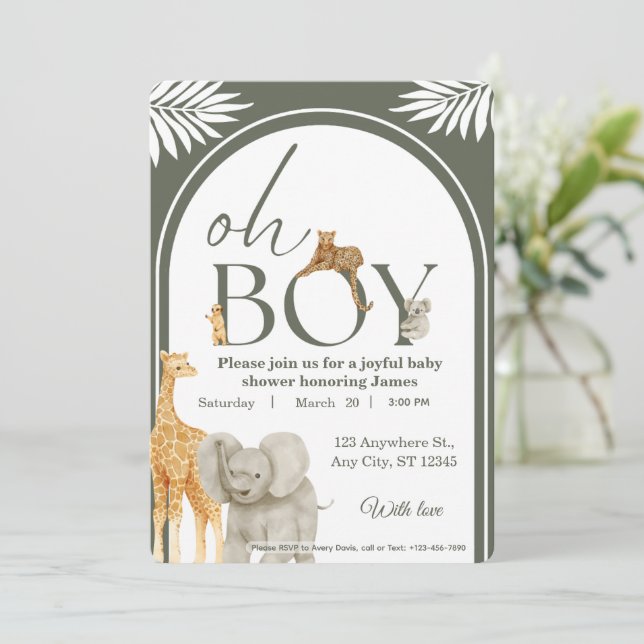 Jungle Safari Baby Shower Invitation (Debout devant)