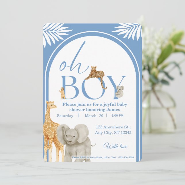 Jungle Safari Baby Shower Invitation (Debout devant)