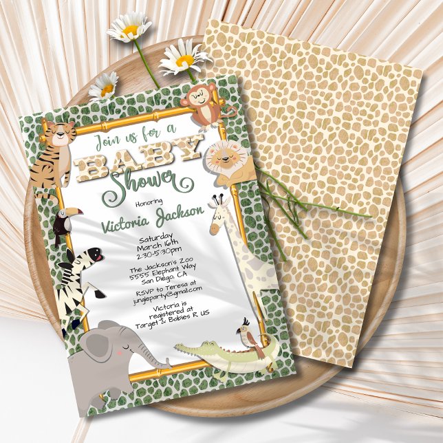 Jungle Safari Baby Shower Invitations (Créateur téléchargé)
