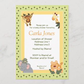 Jungle Safari Baby Shower Invitations 5 x 7 taille