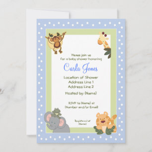 Jungle Safari Baby Shower Invitations 5 x 7 taille