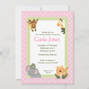 Jungle Safari Baby Shower Invitations 5 x 7 taille