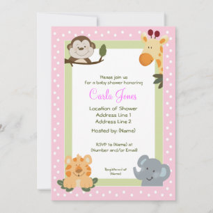 Jungle Safari Baby Shower Invitations 5 x 7 taille