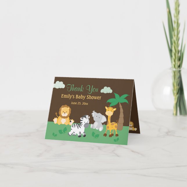 Jungle Safari Carte de remerciements Baby shower g (Devant)