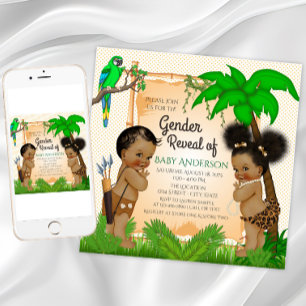 Jungle Safari Ethnic Gender Reveillez Invitations